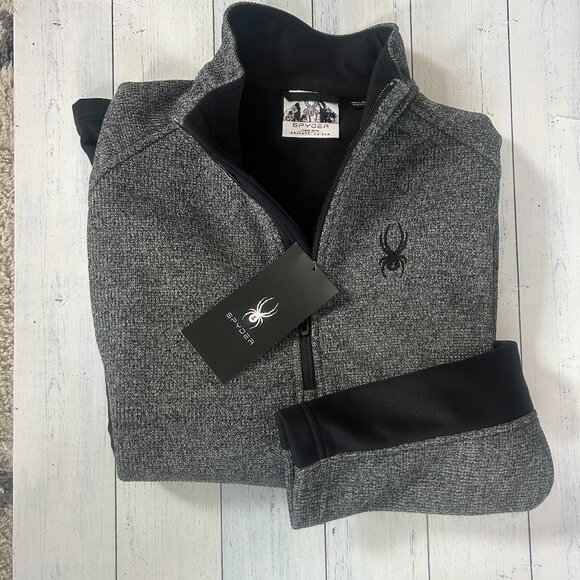 nwt SPYDER fleece lined waterproof quarter zip jacket L large mens - Picture 2 of 2